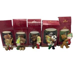 Hallmark Keepsake Ornament Lot Child's Age Collection 1-5 Bears Panda 1996-2000